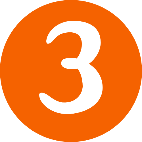 The image shows an orange circle with the number 3 in the center.